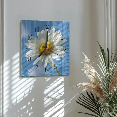 Vierkante glas klok Bloem
