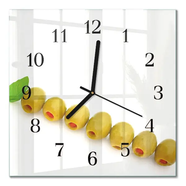 Moderne wandklok glas vierkant Olijven