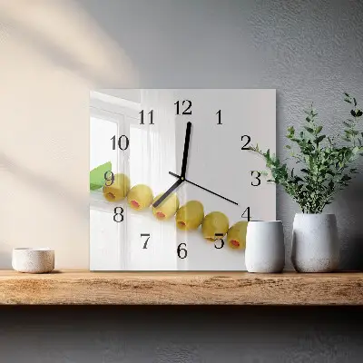 Moderne wandklok glas vierkant Olijven