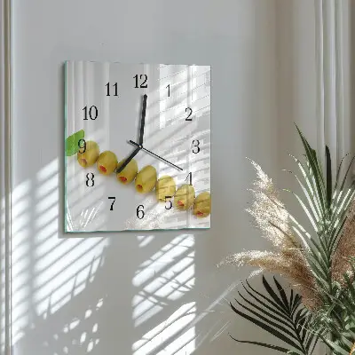 Moderne wandklok glas vierkant Olijven