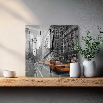 Vierkante glazen klok New yorkse taxi