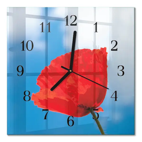 Decoratieve glazen klok vierkant Papaver