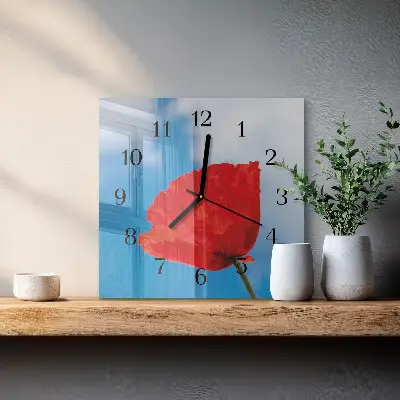 Decoratieve glazen klok vierkant Papaver