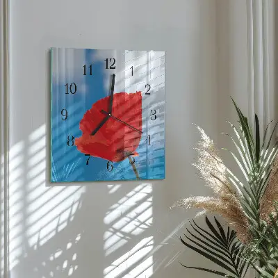 Decoratieve glazen klok vierkant Papaver