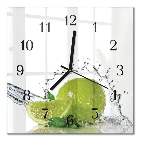 Moderne wandklok glas vierkant Water met kalk