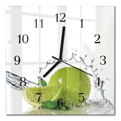 Moderne wandklok glas vierkant Water met kalk