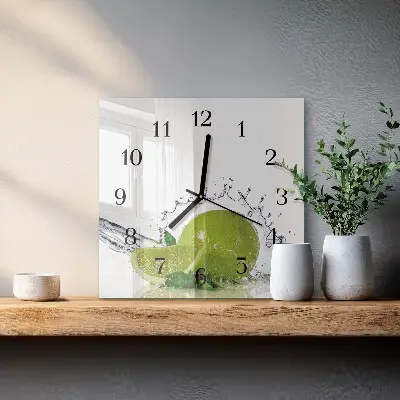 Moderne wandklok glas vierkant Water met kalk