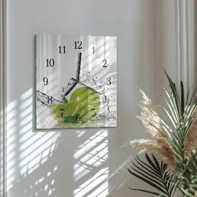Moderne wandklok glas vierkant Water met kalk