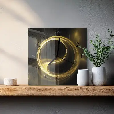 Moderne wandklok glas vierkant Abstracte cirkel