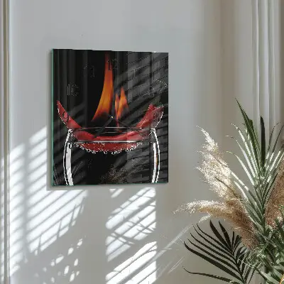 Vierkante glazen klok Pittige chili
