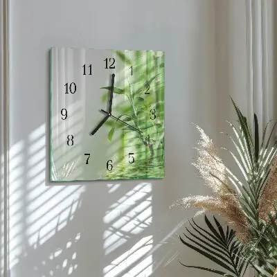 Vierkante glas klok Bamboe