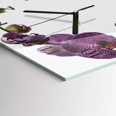 Vierkante glazen klok Orchidee
