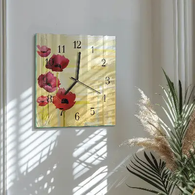 Vierkante glas klok Klaprozen