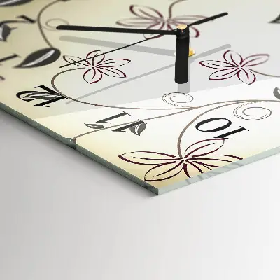 Vierkante glazen wandklok Bloemkunst
