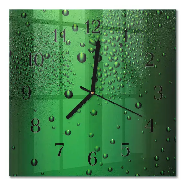 Moderne wandklok glas vierkant Waterdruppels