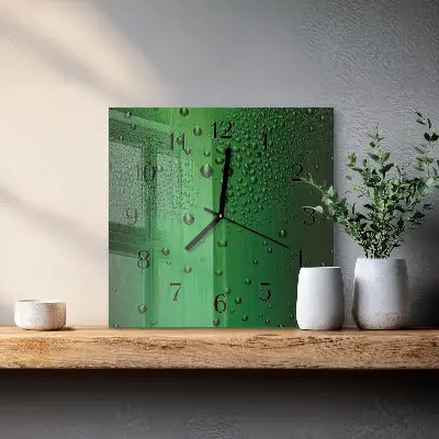 Moderne wandklok glas vierkant Waterdruppels