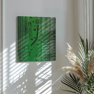 Moderne wandklok glas vierkant Waterdruppels