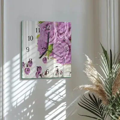 Moderne wandklok glas vierkant Rozen