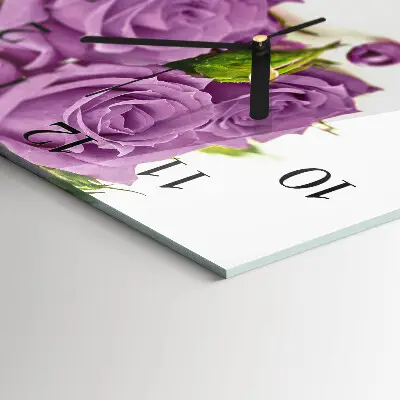 Moderne wandklok glas vierkant Rozen