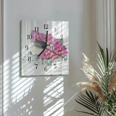 Vierkante glazen klok Orchideeën