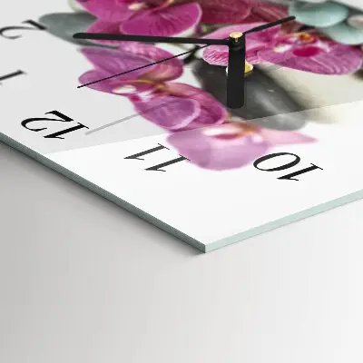 Vierkante glazen klok Orchideeën
