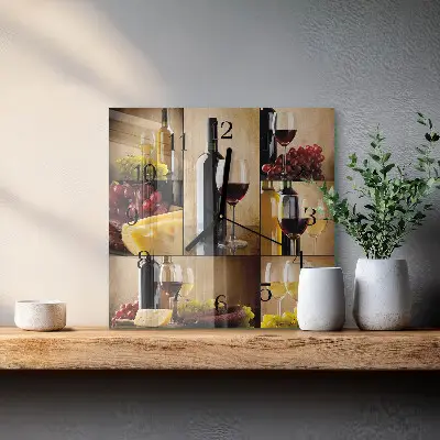 Vierkante glas klok Een fles wijn