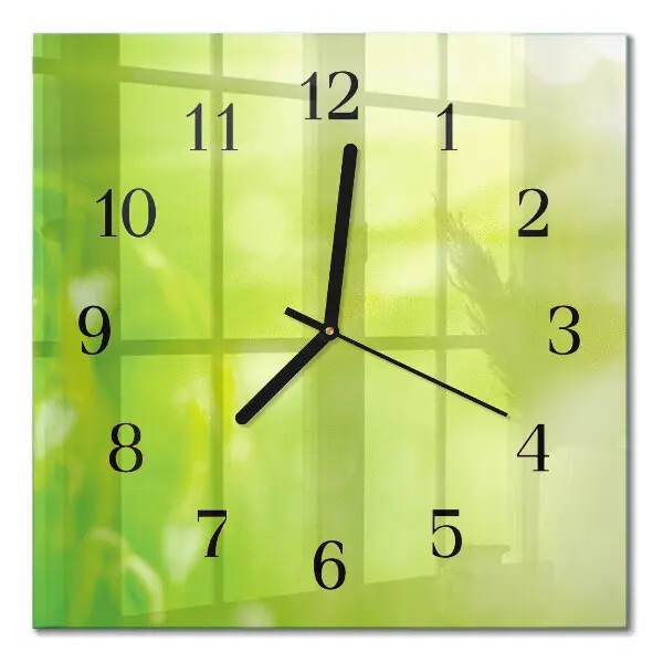 Moderne wandklok glas vierkant Gras