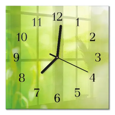 Moderne wandklok glas vierkant Gras