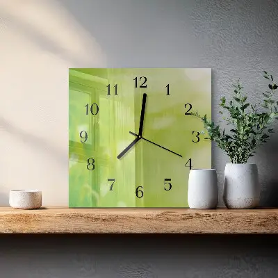 Moderne wandklok glas vierkant Gras