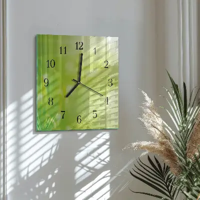 Moderne wandklok glas vierkant Gras