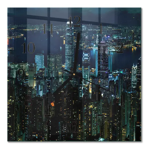 Moderne wandklok glas vierkant Horizon