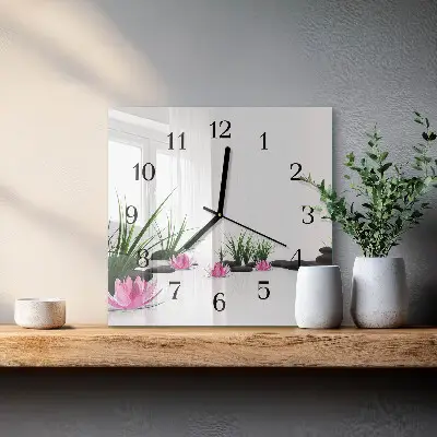 Vierkante glas klok Lotusbloem