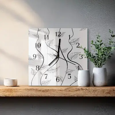 Vierkante glazen wandklok Bladkunst
