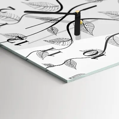 Vierkante glazen wandklok Bladkunst