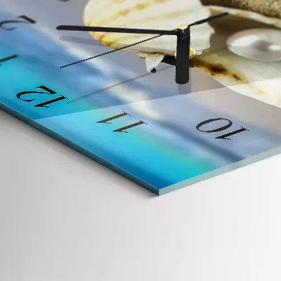 Moderne wandklok glas vierkant Parel in een schelp