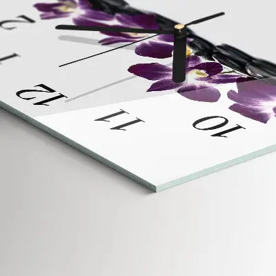 Vierkante glazen klok Orchidee