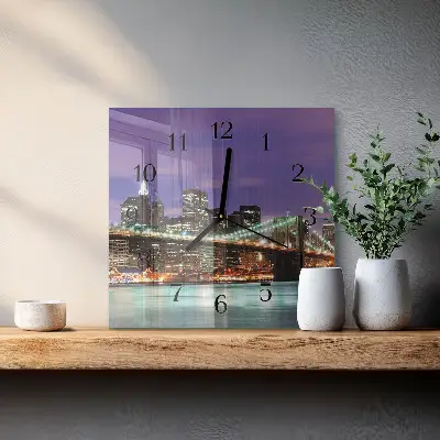 Vierkante glazen wandklok De brug aan de horizon