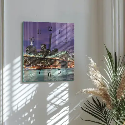 Vierkante glazen wandklok De brug aan de horizon