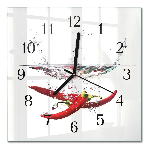 Moderne wandklok glas vierkant Chilipepers