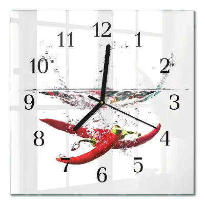 Moderne wandklok glas vierkant Chilipepers