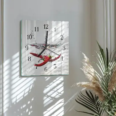 Moderne wandklok glas vierkant Chilipepers