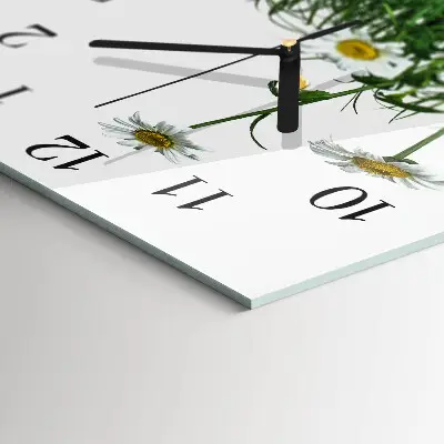 Moderne wandklok glas vierkant Madeliefjes
