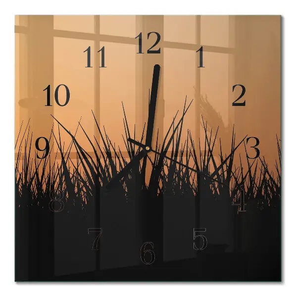 Moderne wandklok glas vierkant Gras
