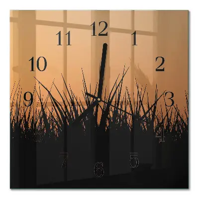 Moderne wandklok glas vierkant Gras