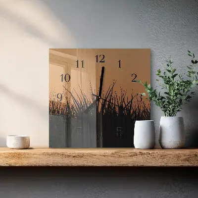 Moderne wandklok glas vierkant Gras