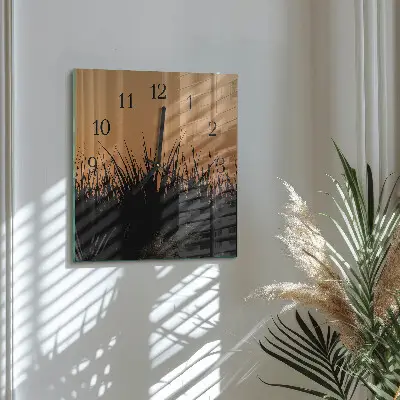 Moderne wandklok glas vierkant Gras