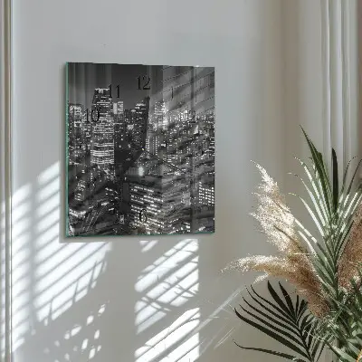 Moderne wandklok glas vierkant Horizon