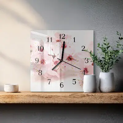 Vierkante glas klok Bloemen