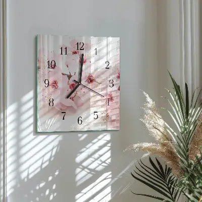 Vierkante glas klok Bloemen