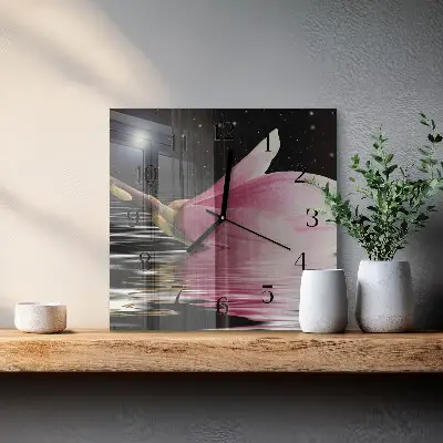 Moderne wandklok glas vierkant Magnolia bloem